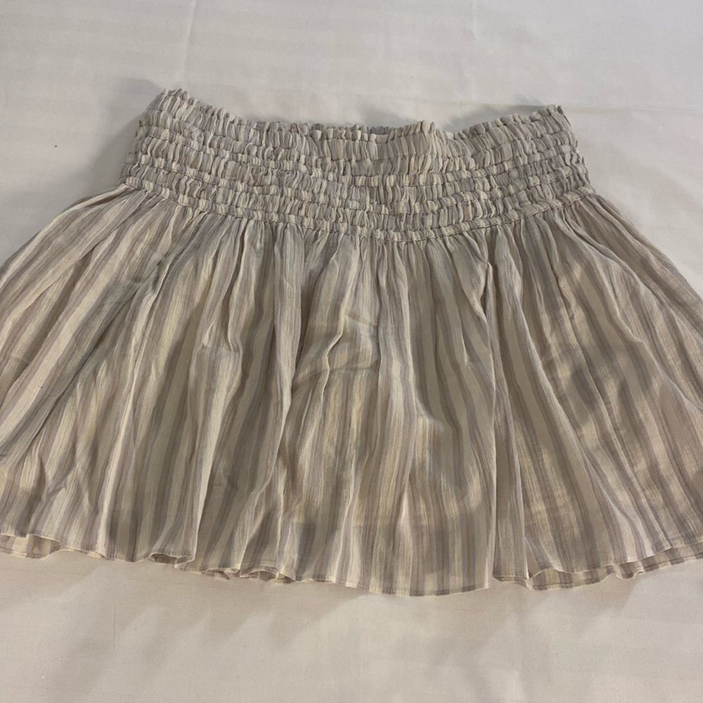 Madewell Smocked Pull On Mini Skirt Stripe Cool Fog XL